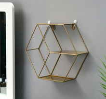 Load image into Gallery viewer, Nordic Style Metal Decorative Shelf round Hexagon storage holder rack Shelves Home wall Decoration Potted ornament holder rack

